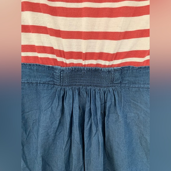 Summer dress, 1 piece, stripes crème and red, side pockets, prima cotton, size 2 - Picture 8 of 13